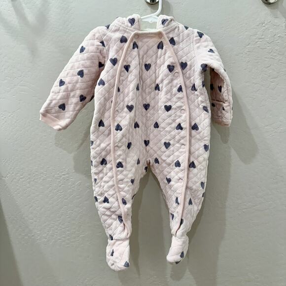 Nordstrom Pink Heart Quilted Bear Ears Bunting - Picture 2 of 11